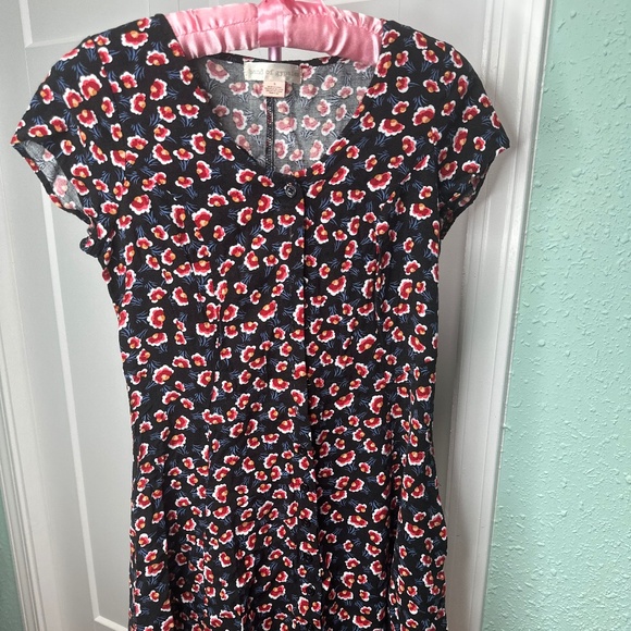 Band of Gypsies Dresses & Skirts - Band Of Gypsies Dress Womens S Navy Floral Buttons Short Sleeve Lace Up Pockets